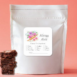 水色のピン転がバラパストリーアレルギー警告 スクエアシール