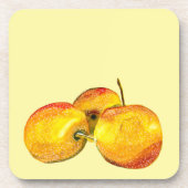 水色のフルーツ黄色のナシ果実 コースター (正面)