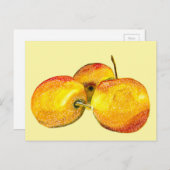 水色のフルーツ黄色のナシ果実 ポストカード (正面/裏面)