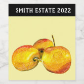 水色のフルーツ黄色のナシ果実 ワインラベル (シングルラベル)