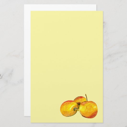 水色のフルーツ黄色のナシ果実 便箋 (正面/裏面)