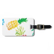 水色のフルーツ黄色、ピンクと青のパイナップル