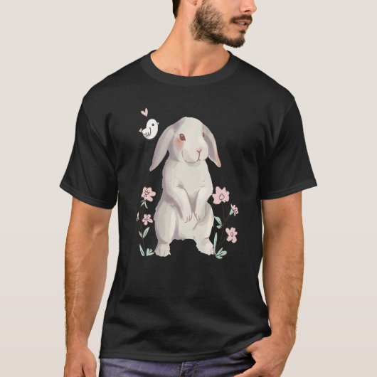 水色のフロッピーイヤーとフロリダを持つウサギ Tシャツ (正面)