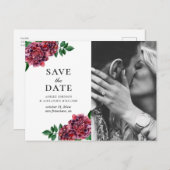 水色のブルゴーニュ花。マルーン日付を保存 ポストカード (正面/裏面)