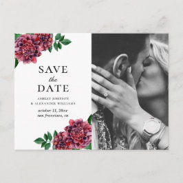 水色のブルゴーニュ花。マルーン日付を保存 ポストカード