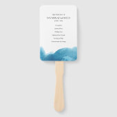 水色のブルーウォッシュウェディングプログラム ハンドファン (正面)