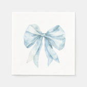 水色のブルーボウのミニマリストトイレベビーシャワー スタンダードカクテルナプキン (正面)