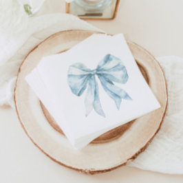 水色のブルーボウのミニマリストトイレベビーシャワー スタンダードカクテルナプキン