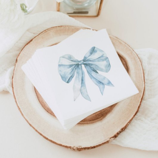 水色のブルーボウのミニマリストトイレベビーシャワー スタンダードカクテルナプキン