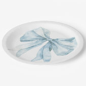 水色のブルーボウのミニマリストトイレベビーシャワー ペーパープレート (アングル)