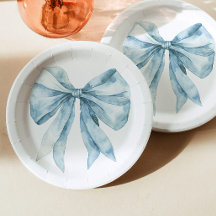 水色のブルーボウのミニマリストトイレベビーシャワー