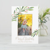 水色のベリーのクリスマスフォト シーズンカード (スタンド正面)