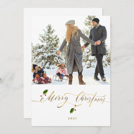 水色のベリー写真メリークリスマス (正面/裏面)