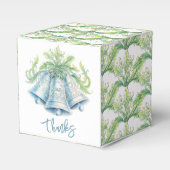 水色のベル結婚ズシルバーグリーンのお願い箱 フェイバーボックス (正面サイド)