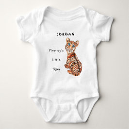 水色のママのかわいい小さな虎の青い目 ベビーボディスーツ