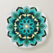 水色のマンダラパターン02 ラウンドクッション (裏面)