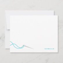 水色のミシン針と糸のモダン便箋