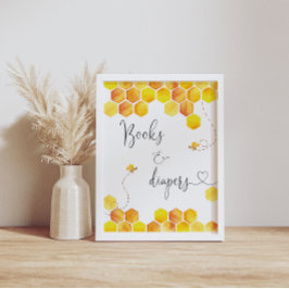 水色のミツバチの本とおむつ看板 ポスター