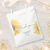 水色のミニマリストひまわり赤ちゃんシャワー フェイバーバッグ (クリップ留めされた状態)