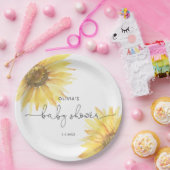 水色のミニマリストひまわり赤ちゃんシャワー ペーパープレート (パーティー)