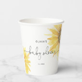 水色のミニマリストひまわり赤ちゃんシャワー 紙コップ (裏面)