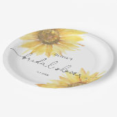 水色のミニマルなヒマワリのブライダルシャワー ペーパープレート (アングル)