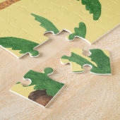 水色のヤシの木、熱帯背景。 ジグソーパズル (側面)