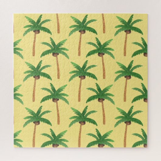 水色のヤシの木、熱帯背景。 ジグソーパズル (縦)