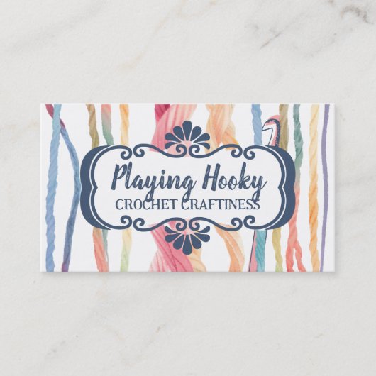 水色のヤーンクロシェのフックhomespunパッケージ 名刺 (正面)
