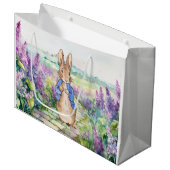 水色のユリアックを持つウサギのピーター ラージペーパーバッグ (正面アングル)