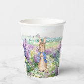 水色のユリアックを持つウサギのピーター 紙コップ (裏面)