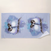 水色のラブバード熱帯鳥 ビーチタオル (正面)