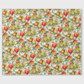 水色のリンゴと梨 ラッピングペーパー (フラット)