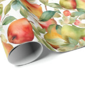 水色のリンゴと梨 ラッピングペーパー (ロールコーナー)