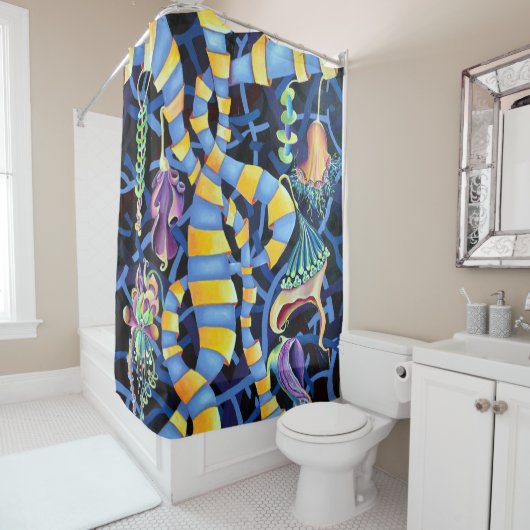 水色のルミネッセンス熱帯蘭 シャワーカーテン (インサイチュ)