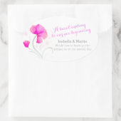 水色のワイルドフラワーピンク結婚のキャンディスティッカー 楕円形シール (バッグ)