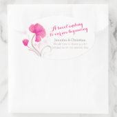 水色のワイルドフラワーピンク結婚のキャンディスティッカー 楕円形シール (バッグ)