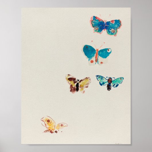 水色のヴィンテージ青い蝶。オディロンレドン ポスター (正面)