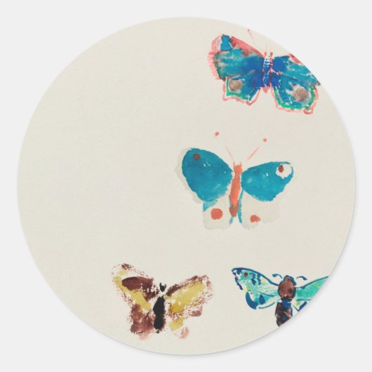 水色のヴィンテージ青い蝶。オディロンレドン ラウンドシール (正面)