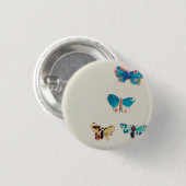 水色のヴィンテージ青い蝶。オディロンレドン 缶バッジ (正面&裏面)