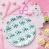 水色の亀の赤ちゃんシャワー ペーパープレート (パーティー)