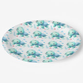 水色の亀の赤ちゃんシャワー ペーパープレート (アングル)