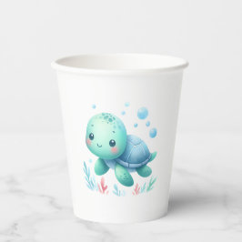 水色の亀の赤ちゃんシャワー 紙コップ