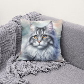 水色の優美な長毛猫 クッション