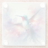 水色の優雅なハミングバード ガラスコースター (裏面)