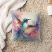 水色の優雅なハミングバード クッション (ブランケット)