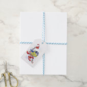 水色の冬のタイトマウスの鳥のイラストレーションブランチ ギフトタグ (より糸付き)