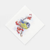 水色の冬のタイトマウスの鳥のイラストレーションブランチ スタンダードランチョンナプキン (角)