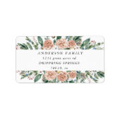 水色の冬のフローラ休日アドレス ラベル (正面)