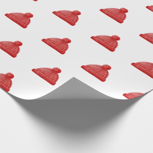 水色の冬の帽子のパターン。クリスマス休暇 ラッピングペーパー (角)